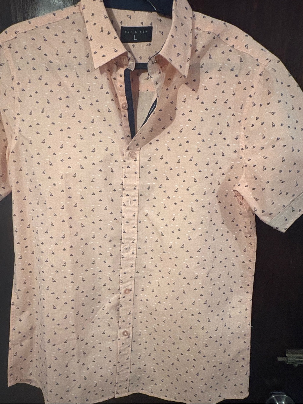Bundle 3 for $15. Short Sleeve Casual Button-Down Shirt with Sailboat Print.